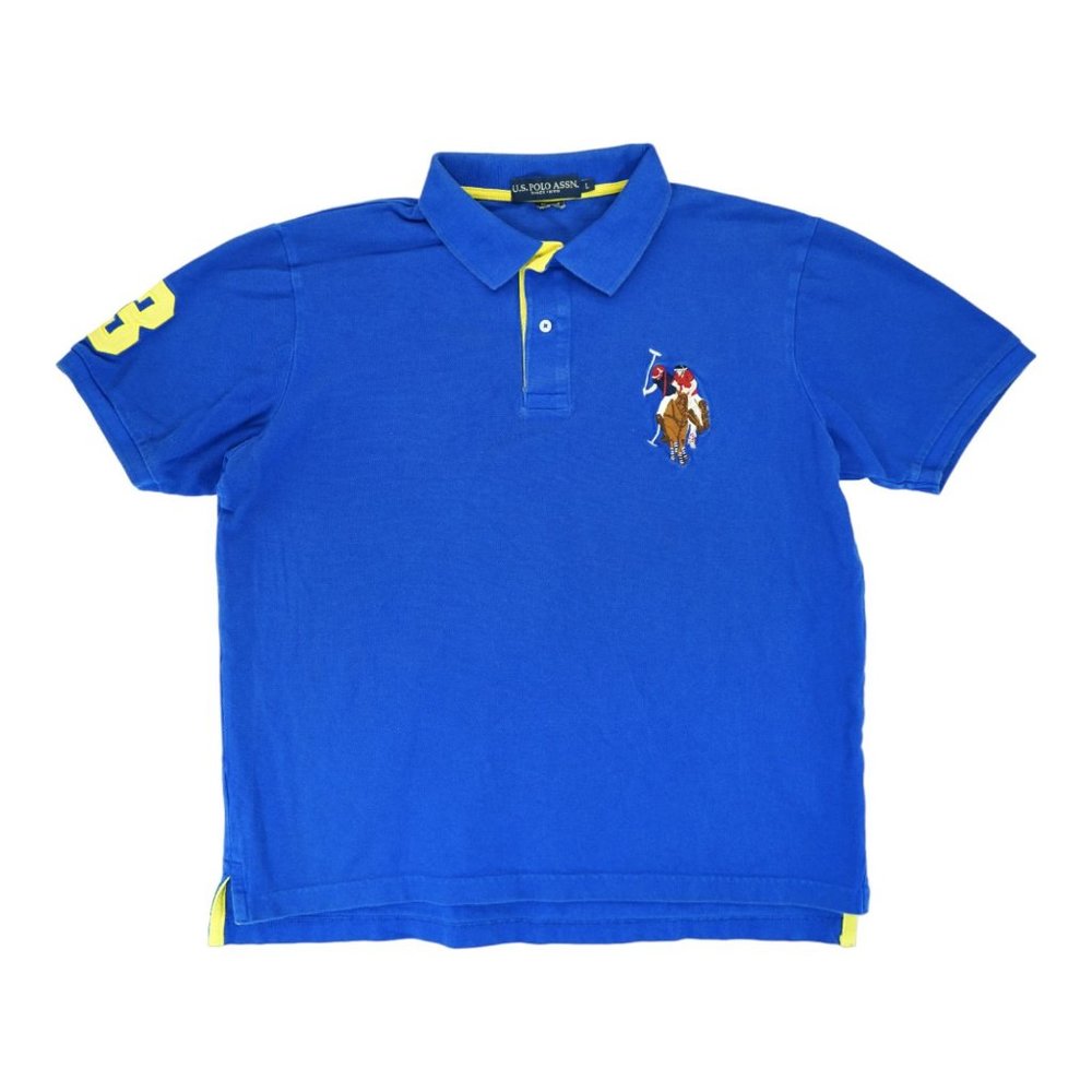US Polo Associatin Embroidered Largeโ Blue Polo Giant Logo and Number #3